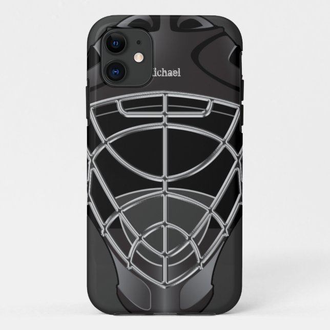 Capa Para iPhone Da Case-Mate Capacete do Goalie do hóquei (Verso)