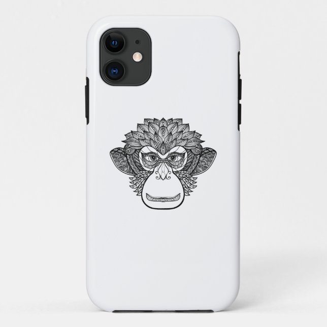 Capa Para iPhone Da Case-Mate Cara do Doodle do macaco (Verso)