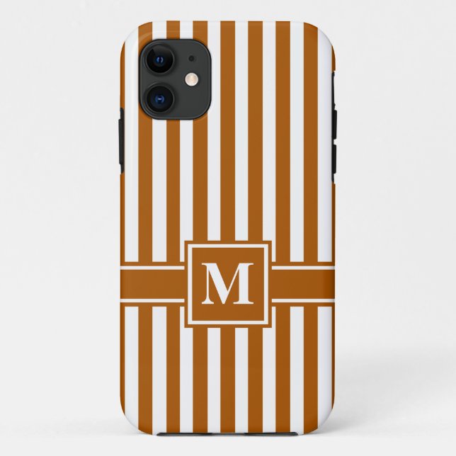 Capa Para iPhone Da Case-Mate Caramel Modern Stripe com Monograma (Verso)