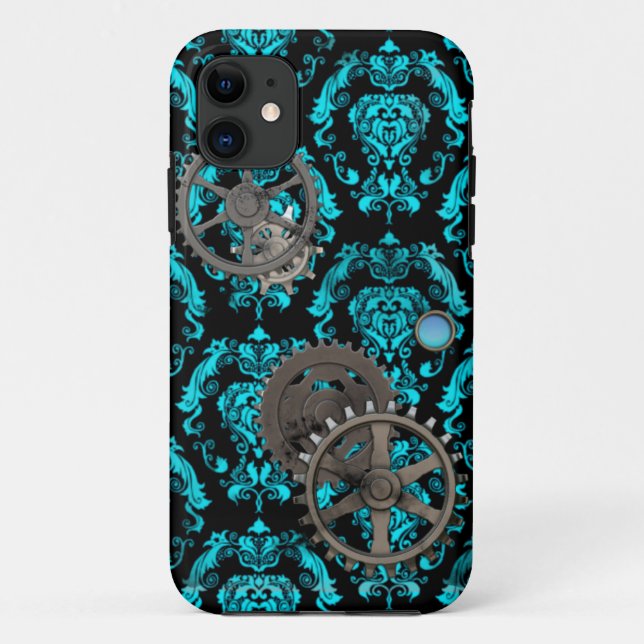 Capa Para iPhone Da Case-Mate Casemate de Steampunk do peltre e da turquesa (Verso)