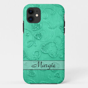 Capa Para iPhone Da Case-Mate Caso do Designer de Coração Teal Personalizado iPh