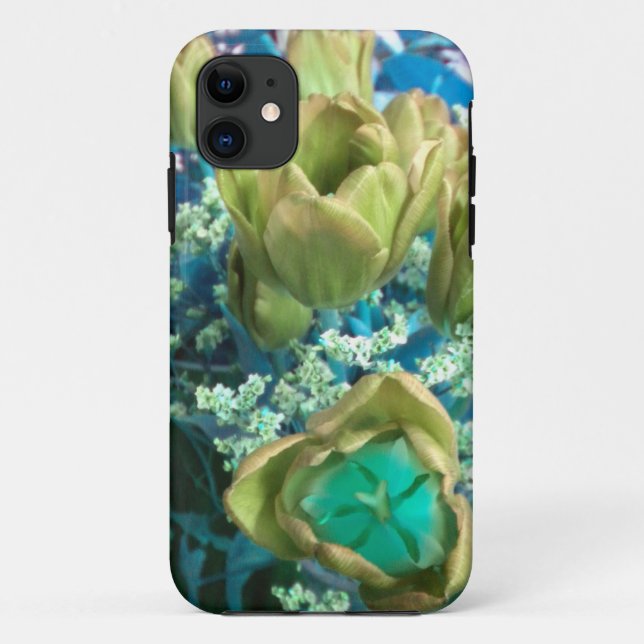 Capa Para iPhone Da Case-Mate Caso Dourado N Tulips Teal iPhone 5 (Verso)