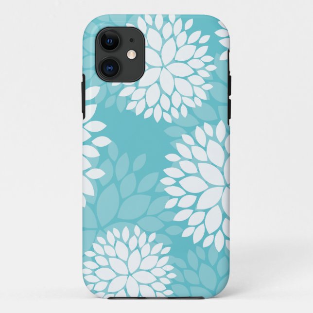 Capa Para iPhone Da Case-Mate Caso floral do teste padrão da cerceta (Verso)