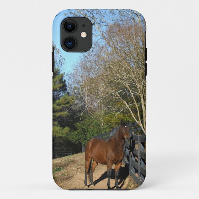Capa Para iPhone Da Case-Mate Cavalo Marrom Contra uma Cerca (Verso)