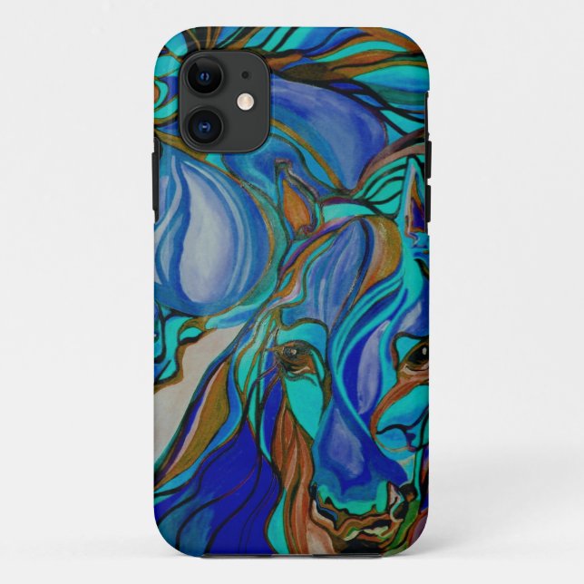Capa Para iPhone Da Case-Mate Cavalos Selvagens em Castanho e Teal (Verso)