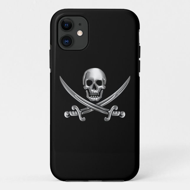 Capa Para iPhone Da Case-Mate Caveira Silver e Espadas Cruzadas (Verso)