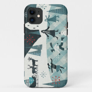 Capa Para iPhone Da Case-Mate Cena de patinagem alegre de Christmastime
