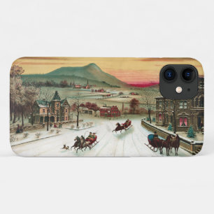 Capa Para iPhone Da Case-Mate Cena do Natal do país do vintage