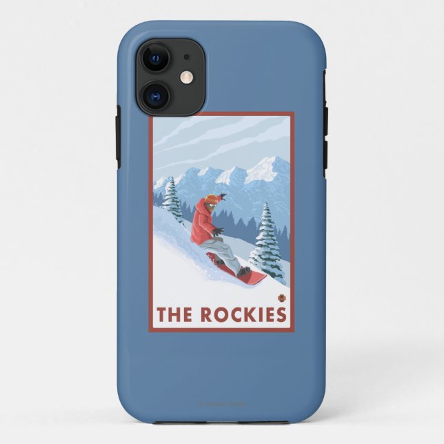 Capa Para iPhone Da Case-Mate Cena do Snowboarder - as Montanhas Rochosas (Verso)