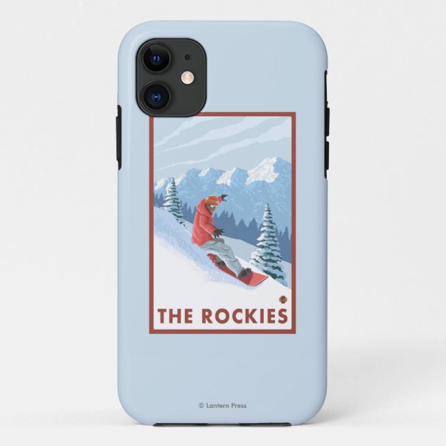 Capa Para iPhone Da Case-Mate Cena do Snowboarder - as Montanhas Rochosas (Verso)