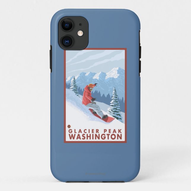 Capa Para iPhone Da Case-Mate Cena do Snowboarder - pico da geleira, Washington (Verso)