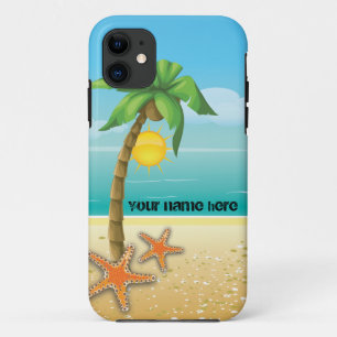 Capa Para iPhone Da Case-Mate Cenário tropical da palmeira e da estrela do mar