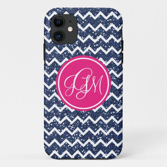 Capa Para iPhone Da Case-Mate Chevron formal no brilho do marinho (Verso)