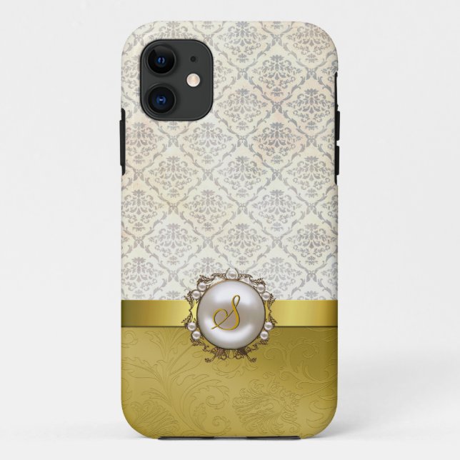 Capa Para iPhone Da Case-Mate Chic Dourado Tone & Cream Damask iPhone 5 Case (Verso)