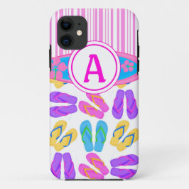Capa Para iPhone Da Case-Mate Chinelos de monograma cor-de-rosa Surfboard iPhone