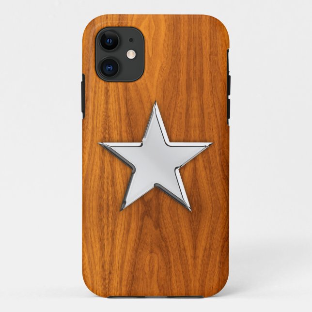 Capa Para iPhone Da Case-Mate Chrome Star no Teak Veneer Impressão (Verso)