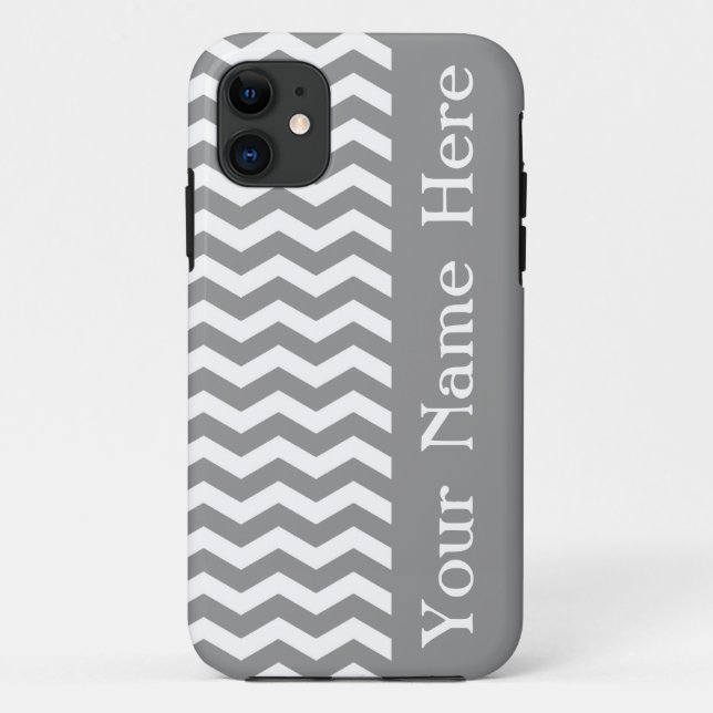 Capa Para iPhone Da Case-Mate Cinza das Seychelles Wave Chevron com nome (Verso)