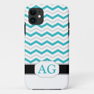 Capa Para iPhone Da Case-Mate Cinza e Turquoise Chevron Monograma iPhone 5 Case