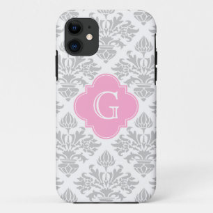 Capa Para iPhone Da Case-Mate Cinza Lg Damasco Floral Branco #3 Etiqueta De Mono