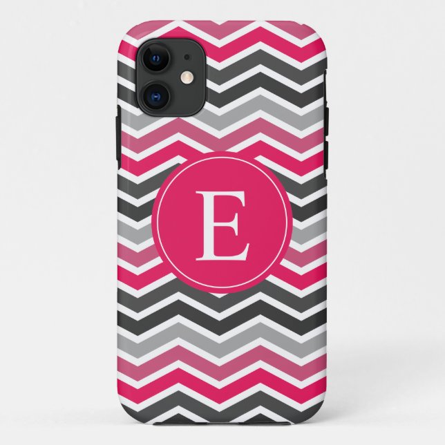 Capa Para iPhone Da Case-Mate Cinza rosa Cinza Chevron Monograma (Verso)