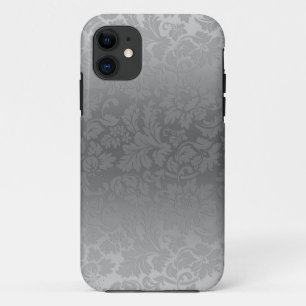 Capa Para iPhone Da Case-Mate Cinzas de Prata Metálica Damascos Florais Monocrom