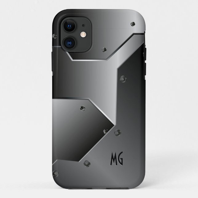 Capa Para iPhone Da Case-Mate Cinzas Escuras De Alumínio Com Aspecto 2 Monograma (Verso)