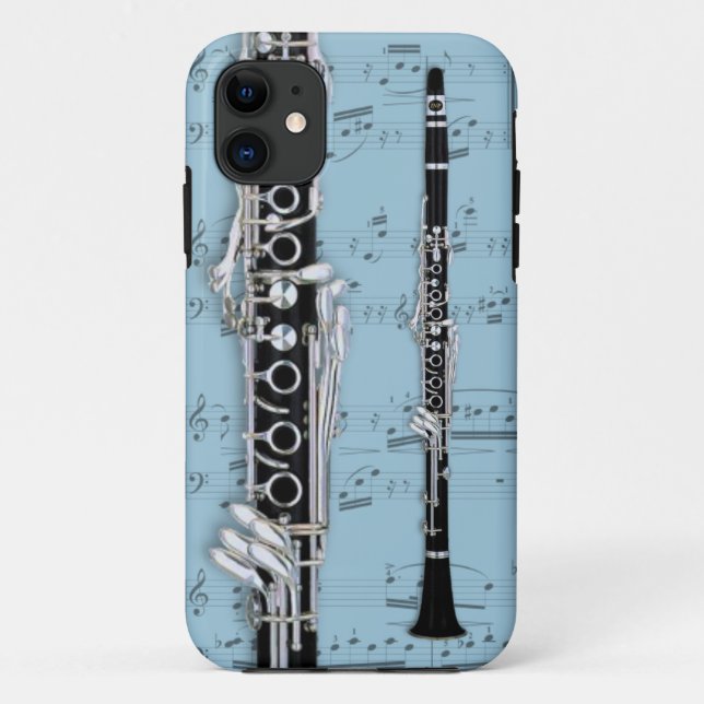 Capa Para iPhone Da Case-Mate Clarinete & capa de telefone da partitura. Cor da (Verso)