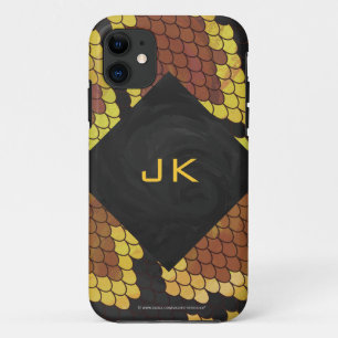 Capa Para iPhone Da Case-Mate Cobra Brown do monograma e impressão Dourado