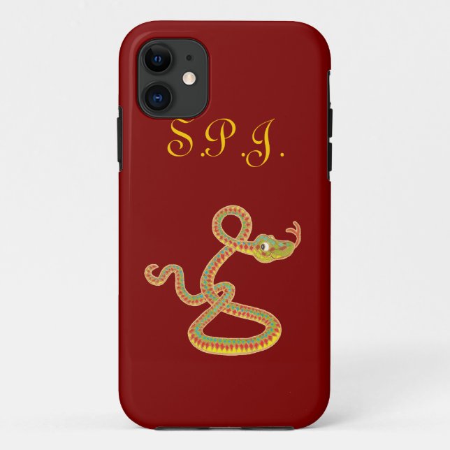 Capa Para iPhone Da Case-Mate Cobra de efeito Dourado monograma em fundo vermelh (Verso)