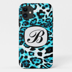 Capa Para iPhone Da Case-Mate Cobrir azul do iPhone da inicial do leopardo do