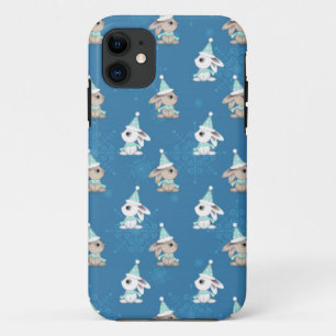Capa Para iPhone Da Case-Mate Coelhinhos na neve com chapéus e cachecóis Arte de