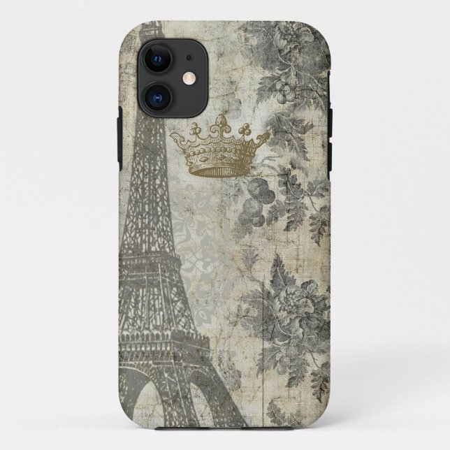 Capa Para iPhone Da Case-Mate Colagem parisiense cinzenta (Verso)