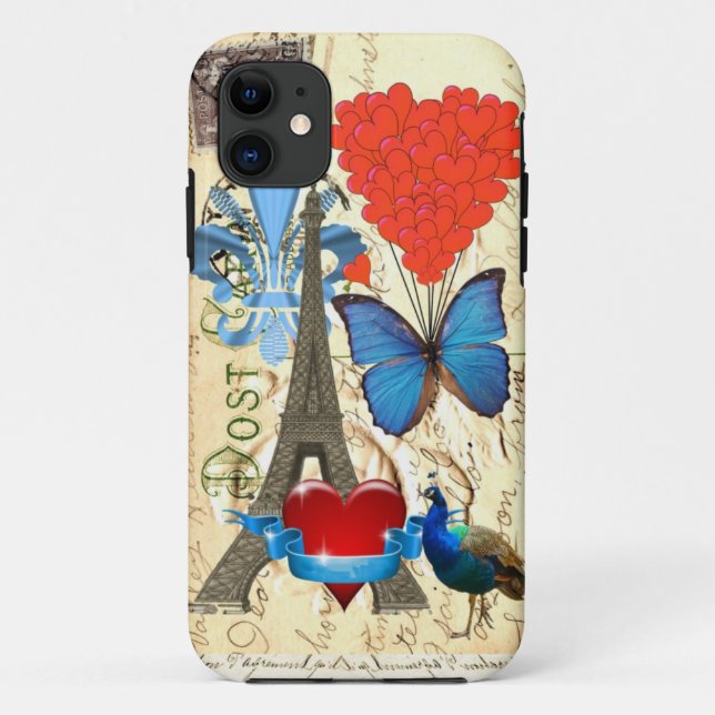 Capa Para iPhone Da Case-Mate Colagem romântica de Paris (Verso)