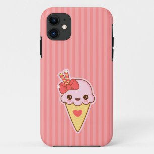 Capa Para iPhone Da Case-Mate Cone feliz do sorvete da morango de Kawaii