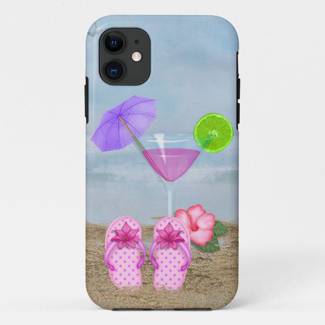Capa Para iPhone Da Case-Mate Coquetel de praia e Flip-flops (Verso)