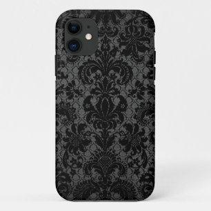 Capa Para iPhone Da Case-Mate cor damasco preta de cinza de renda suja