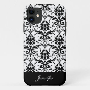 Capa Para iPhone Da Case-Mate Cor damasco preta do vintage com beira do