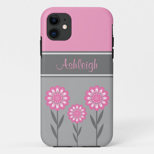 Capa Para iPhone Da Case-Mate cor-de-rosa iPhone5 feminino e a cinza florescem (Verso)