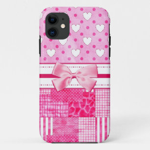 Capa Para iPhone Da Case-Mate Corações cor-de-rosa femininos e bolinhas arco