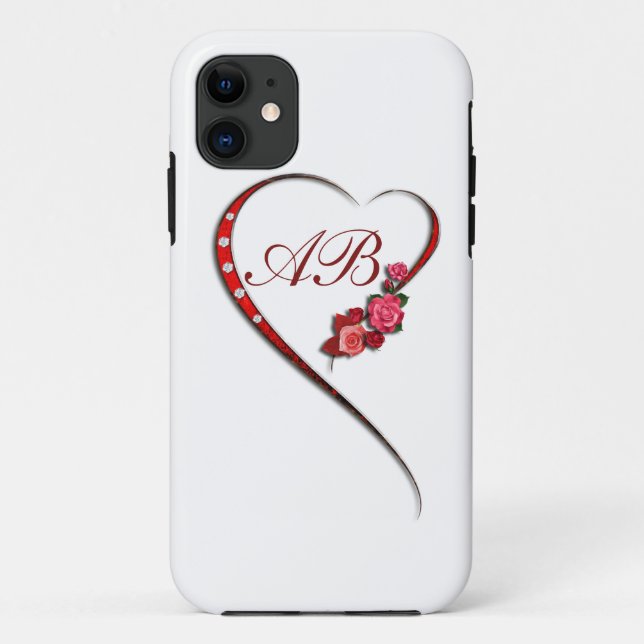 Capa Para iPhone Da Case-Mate Corações e flores inicializadas (Verso)