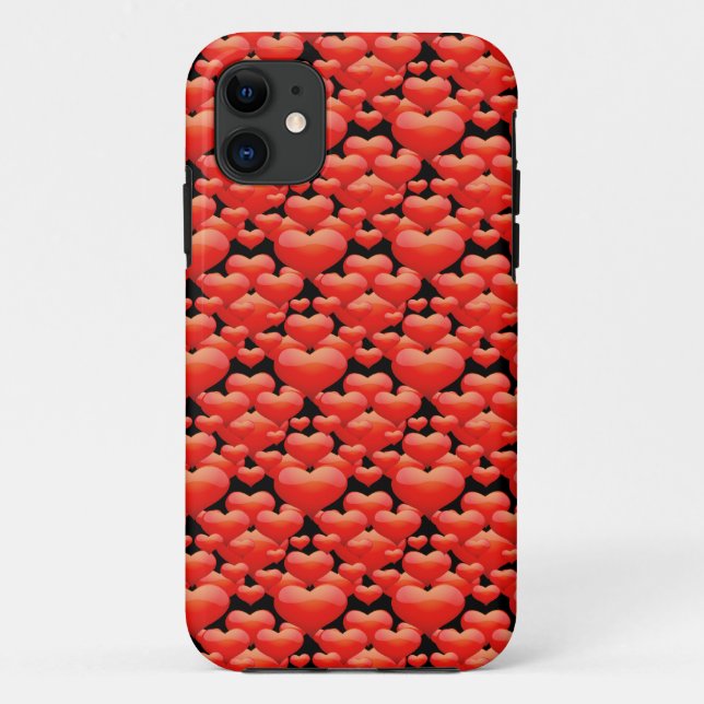 Capa Para iPhone Da Case-Mate Corações Vermelhos em Preto (Verso)