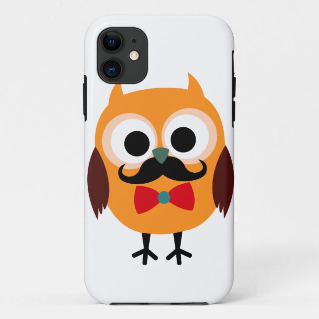 Capa Para iPhone Da Case-Mate Coruja masculina com bigode preto (Verso)