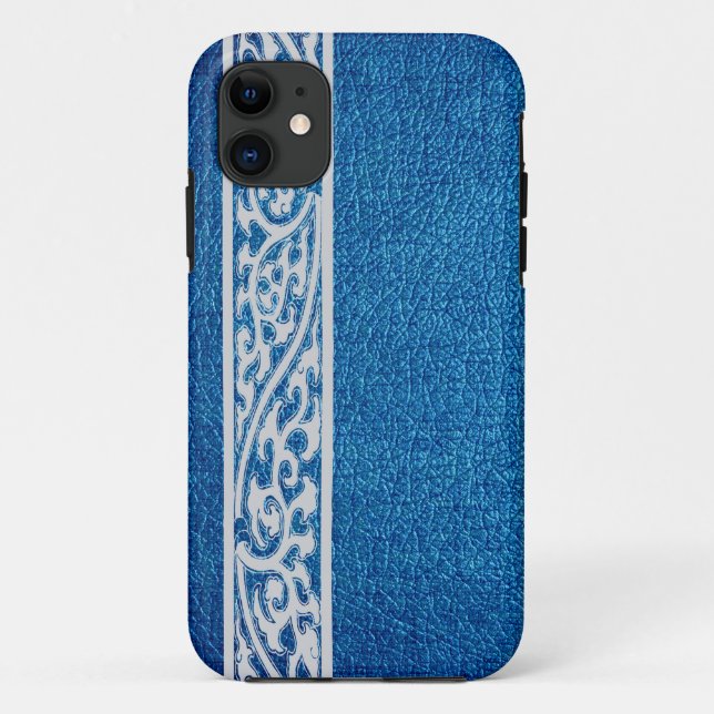 Capa Para iPhone Da Case-Mate Couro Azul Moderno (Verso)