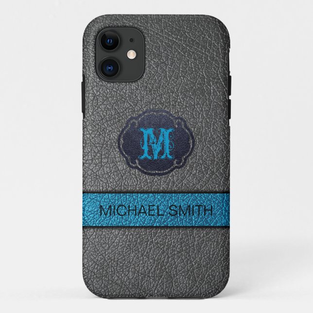 Capa Para iPhone Da Case-Mate Couro Azul Teal e Preto (Verso)