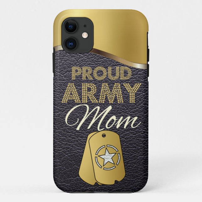 Capa Para iPhone Da Case-Mate Couro e mamã orgulhosa Dourado do exército (Verso)