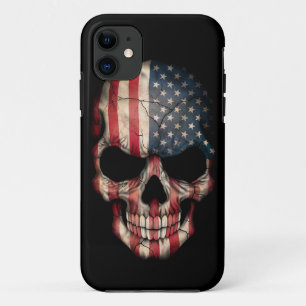 Capa Para iPhone Da Case-Mate Crânio da bandeira americana no preto