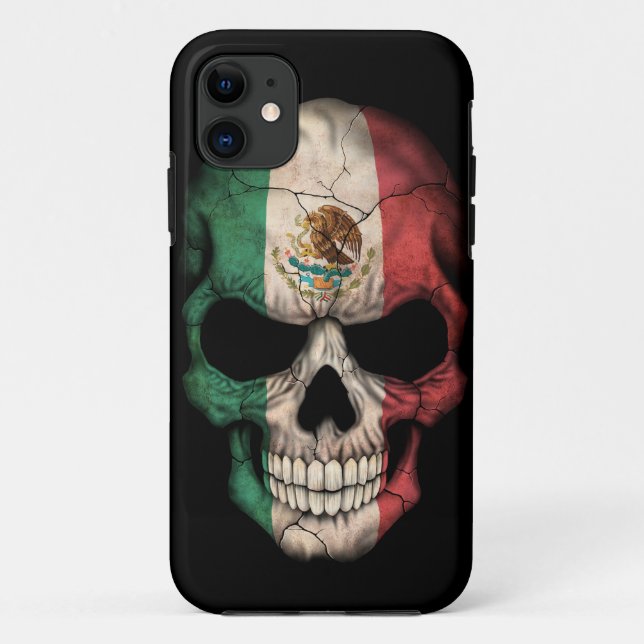 Capa Para iPhone Da Case-Mate Crânio da bandeira mexicana no preto (Verso)