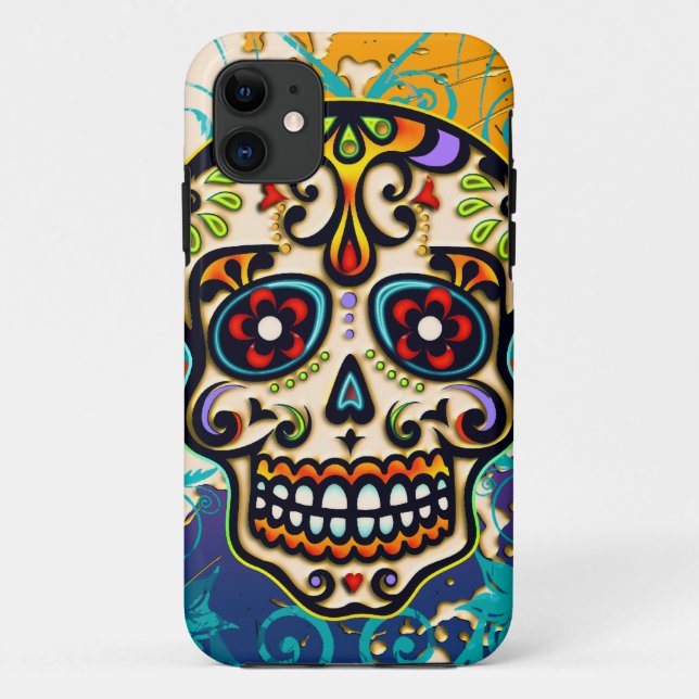 Capa Para iPhone Da Case-Mate Crânio de Açúcar Mexicano, Dia dos Mortos (Verso)