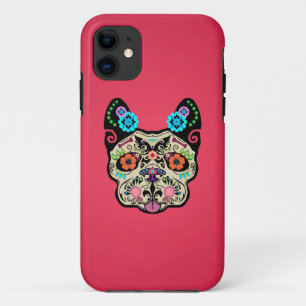 Capa Para iPhone Da Case-Mate Crânio Frenchie do açúcar - rosa
