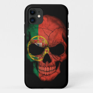 Capa Para iPhone Da Case-Mate Crânio português da bandeira no preto